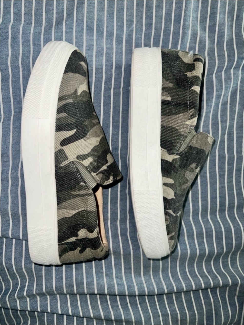 Soda Olive Camo Slip-On Platform Sneakers